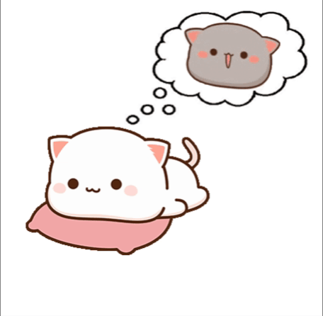 Cartoon Cat Dreaming On Pink Pillow GIF