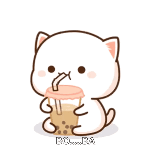 Cartoon Cat Drinking Bubble Tea GIF