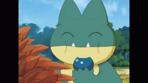Cartoon Cat Eating Blue Object