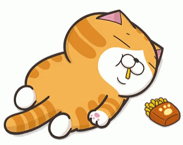 Cartoon Cat Eating French Fries GIF 