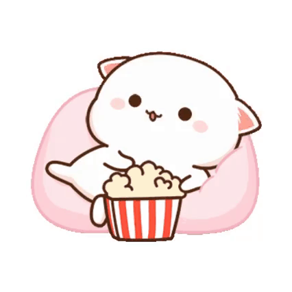 Cartoon Cat Eating Popcorn on Bean Bag Chair