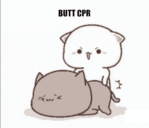 Cartoon Cat Giving Another Cat Butt CPR GIF