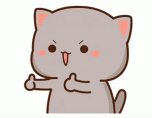 Cartoon Cat Giving Thumbs Up With Crown In Mouth GIF