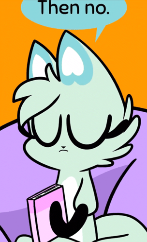 Cartoon Cat Holding Book Saying Then No