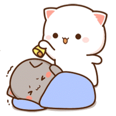 Cartoon Cat Holding Bottle Over Other Cat GIF