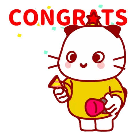 Cartoon Cat Holding Confetti Cannon