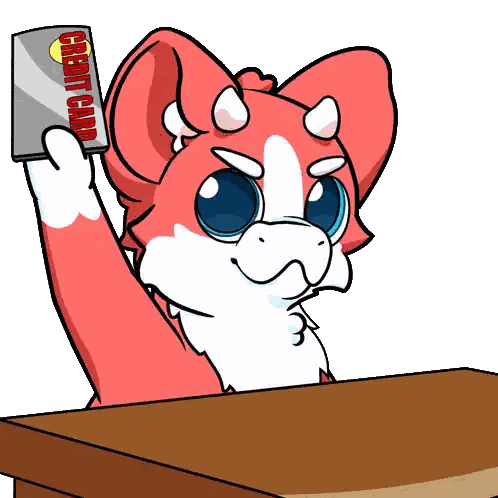 Cartoon Cat Holding Credit Card