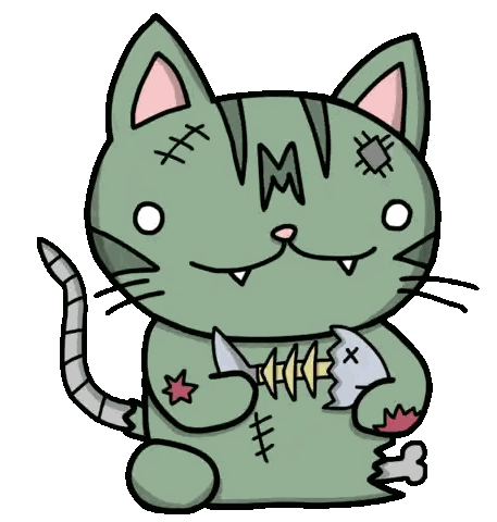 Cartoon Cat Holding Fish Bone