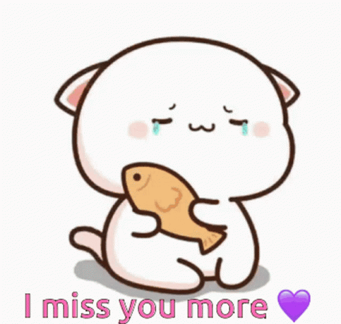 Cartoon Cat Holding Fish I Miss You More