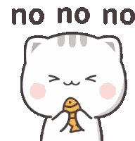 Cartoon Cat Holding Fish Saying No No No