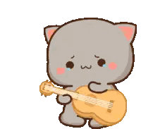 Cartoon Cat Holding Guitar
