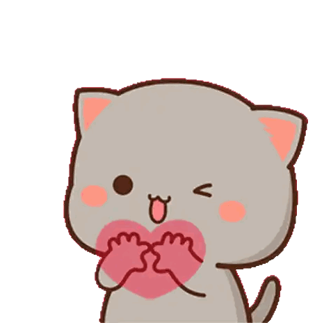 Cartoon Cat Holding Heart