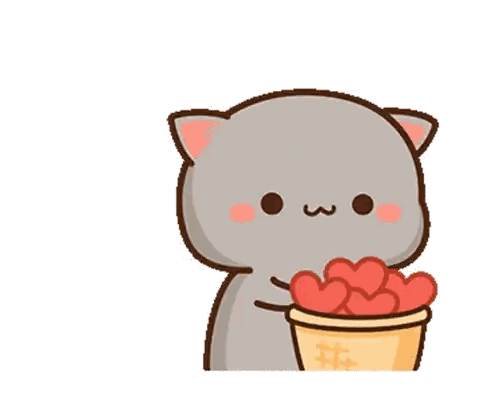 Cartoon Cat Holding Heart Basket