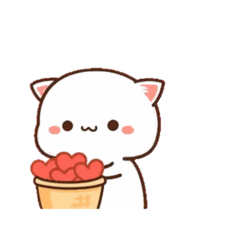 Cartoon Cat Holding Heart Basket