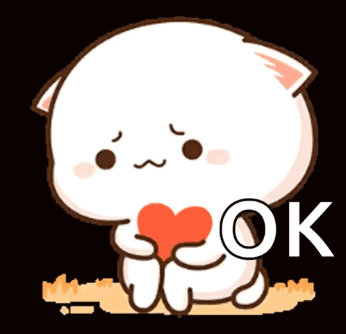 Cartoon Cat Holding Heart OK GIF