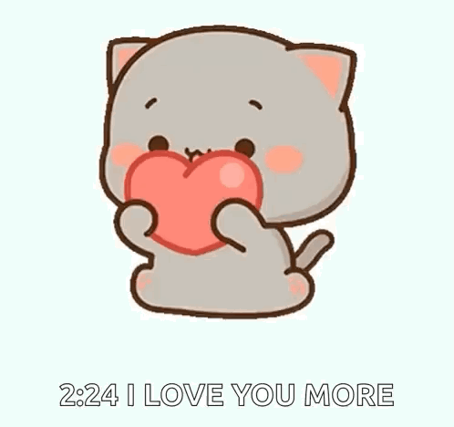 Cartoon Cat Holding Heart