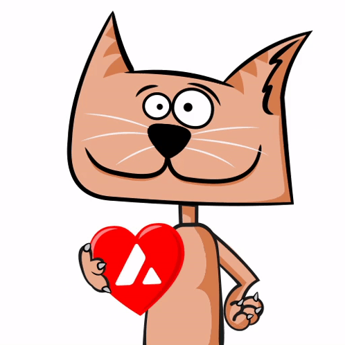 Cartoon Cat Holding Heart With Play Button