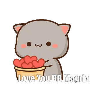 Cartoon Cat Holding Hearts Love You BB Magda