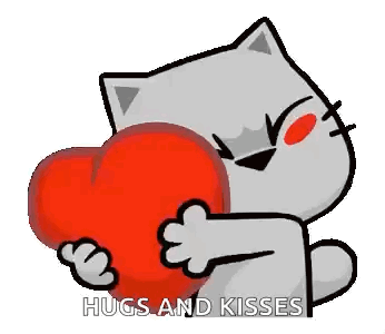Cartoon Cat Holding Hugs and Kisses Heart