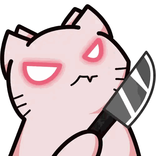 Cartoon Cat Holding Large Knife