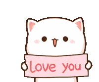 Cartoon Cat Holding Love You Sign