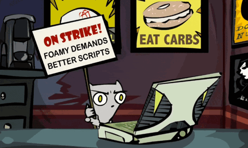 Cartoon Cat Holding On Strike Sign