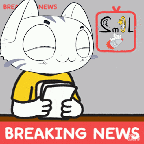 Cartoon Cat Holding Paper Breaking News