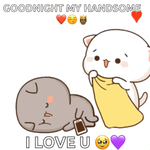 Cartoon Cat Holding Phone Next To Sleeping Cat GIF