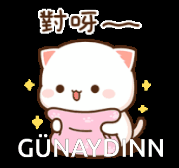 Cartoon Cat Holding Pink Pillow Günaydinn