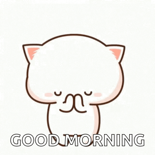 Cartoon Cat Holding Red Heart Saying Good Morning