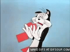 Cartoon Cat Holding Red Object With Make GIF