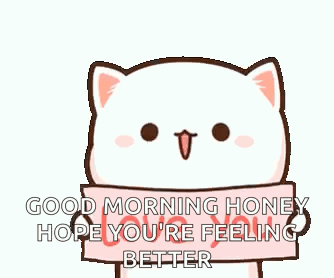 Cartoon Cat Holding Sign Good Morning Honey Hope You're Feeling Better GIF