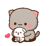 Cartoon Cat Holding Smaller Cat