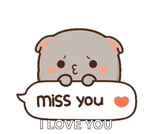 Cartoon Cat Holding Speech Bubble Saying Miss You I Love You