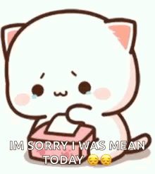 Cartoon Cat Holding Tissues Sorry