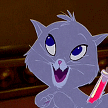 Cartoon Cat Holding Toothpaste Bottle