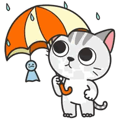 Cartoon Cat Holding Umbrella