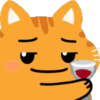 Cartoon Cat Holding Wine