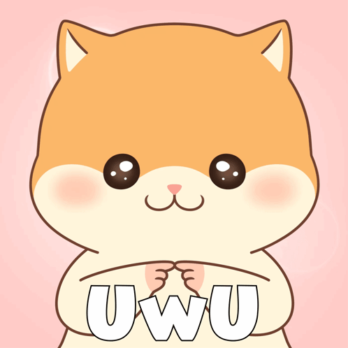 Cartoon Cat Holding Word Uwu