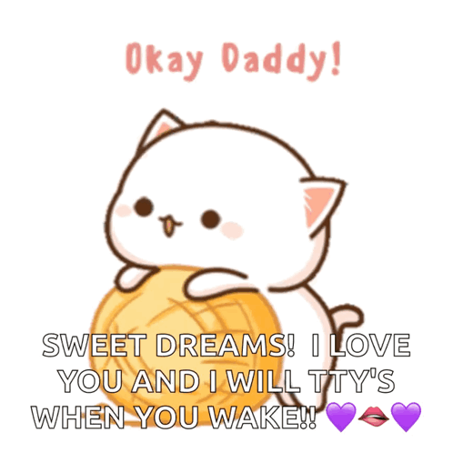 Cartoon Cat Holding Yarn Says Okay Daddy