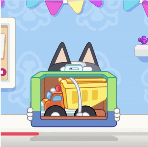 Cartoon Cat Holding Yellow Dump Truck