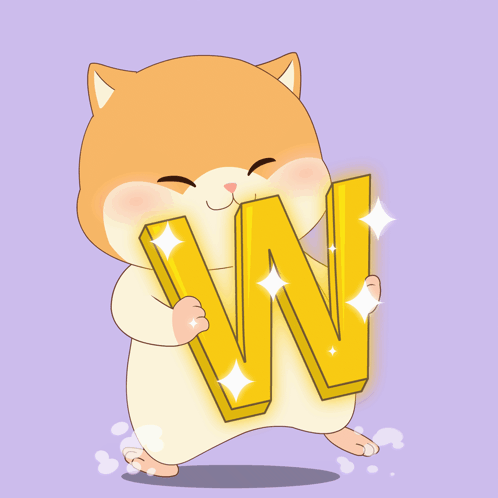 Cartoon Cat Holding Yellow W GIF