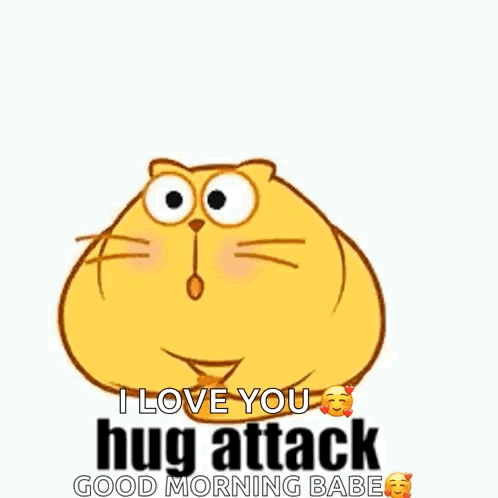 Cartoon Cat Hugged by White Cat I Love You