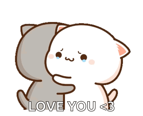 Cartoon Cat Hugging Another Cat Love You <3 GIF