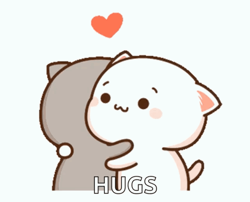 Cartoon Cat Hugging Another Cat Saying Hugs