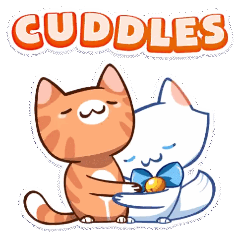 Cartoon Cat Hugging Another Cuddle