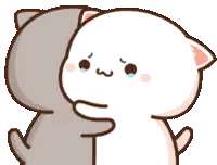 Cartoon Cat Hugging Another with Tears