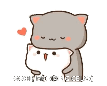 Cartoon Cat Hugging Cat with Heart in Mouth
