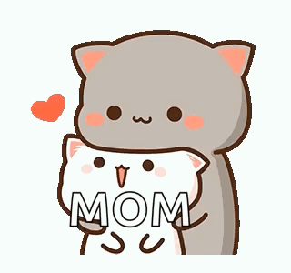 Cartoon Cat Hugging Mom Sign GIF