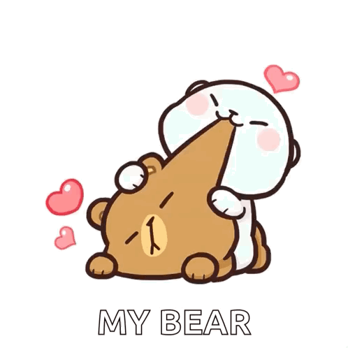 Cartoon Cat Hugging Teddy Bear Saying My Bear
